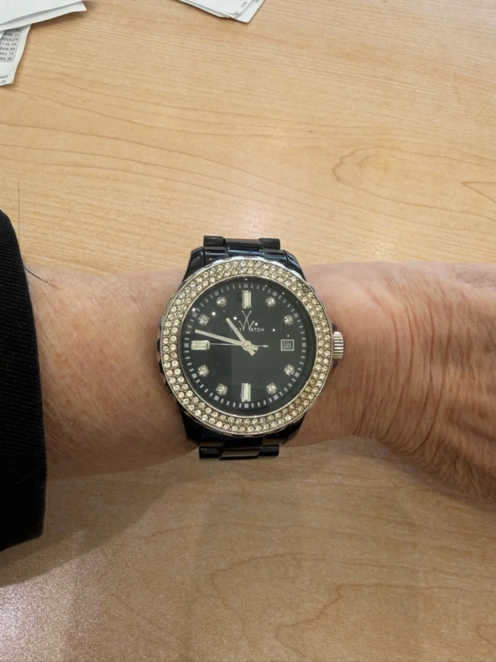 ToyWatch Black Plasteramic Bracelet Watch with Crystal Bezel